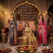 Pick Any 1 Banarasi Inspired Saree With Heavy Work With Bp (BIS2)