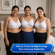 Pack of 3 Cross Fit High Coverage Pure Cotton Non Padded Bra (3FCB13)
