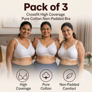 Pack of 3 Cross Fit High Coverage Pure Cotton Non Padded Bra (3FCB13)