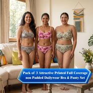 Pack of 3 Attractive Printed Full Coverage Non Padded Dailywear Panty Set (3BP5)