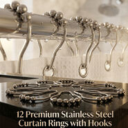 12 Premium Stainless Steel Curtain Rings With Hooks (12HS)