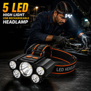 5 LED High Light USB Rechargeable Headlamp (LL65)