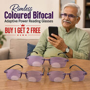 Rimless Coloured Bifocal Adaptive Power Reading Glasses Buy 1 Get 2 Free (3BOC2RG1)