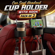 Car Seat Headrest Cup Holder With Hook Pack Of 2 (CBH4)