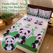 3D Panda Fitted King Size Bedsheet With 2 Pillow Cover (DBS42)