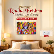 Premium Radha Krishna Spiritual Wall Painting with Free Stick-On Hook (SPF1)