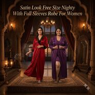 Pick Any 1 Satin Nightgown With Full Sleeve Robe Set (2NS3)