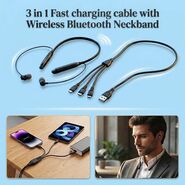 3 In 1 Fast Charging Cable with Free Wireless Neckband (CDC36)