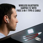 Wireless Bluetooth earpod I12 with free 3-in-1 Type-C Cable (TWS114)