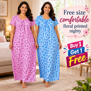 Free Size Comfortable Floral Printed Nighty BOGO (HM3)