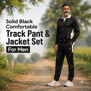 Solid Black Comfortable Track Pant And Jacket Set For Mens (TPTJ2)