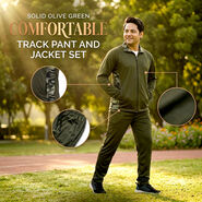 Solid Olive Green Comfortable Track Pant And Jacket Set For Mens (TPTJ3)