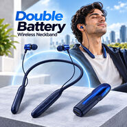 Double Battery Wireless Neckband With Mic (TWS115)