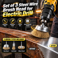 Set of 3 Steel Wire Brush Head For Electric Drill (DA7)
