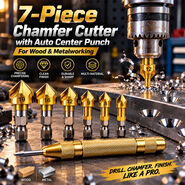 7-Piece Chamfer Cutter With Auto Center Punch For Wood & Metalworking (DA10)