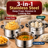 3-In-1 Stainless Steel Deep Fryer Steamer & Cooking Pot (CKW3)