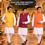 Khadi Look Ethnic Waistcoat For Men-Pick Any 1(MNJ1)