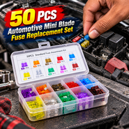50 Pcs Automotive Mini Blade Fuse Replacement Set (HT225)