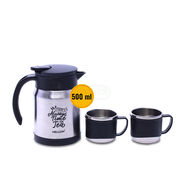 Stainless Steel Insulated Tea Kettle (500 ml) With 2 Steel Cups (1TK2C)