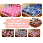 Pack Of 5 Double Bed Sheets Set + 1 Double Bed Sheet Set Free (5BS14+1)