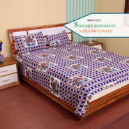 Pack Of 8 Double Bed Sheets With16 Pillow Covers Free (8BS61)