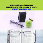 Rimless Folding One Power Mobile Protection Reading Glasses With Free Stylish Wireless Earbuds (FORG10WP)