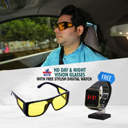 HD Day & Night Vision Glasses With Stylish Digital Watch (NVW3)
