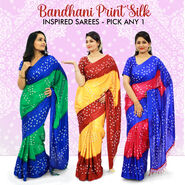 Pick Any 1 Bandhani Print Silk Inspired Saree (BSS-1)