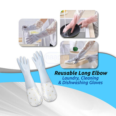 Reusable Long Elbow Laundry, Cleaning & Dishwashing Gloves