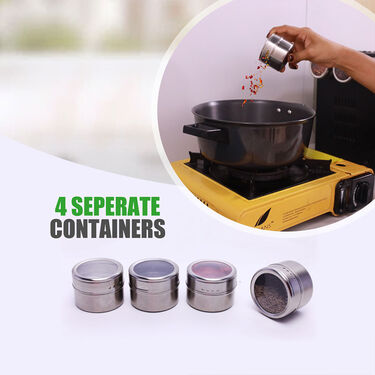 4 Pcs Stainless Steel Magnetic Spice Containers (4MSC1)
