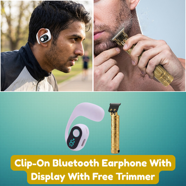 Clip-On Bluetooth Earphone With Display With Free Trimmer (TWS67)