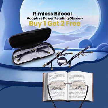 Rimless Bifocal Adaptive Power Reading Glasses B1 G2 Free (3BORG5)