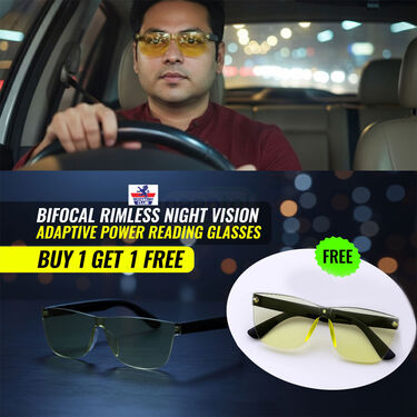 Bifocal Rimless Night Vision Adaptive Power Reading Glasses Buy 1 Get 1 Free (2BORG5)