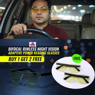 Bifocal Rimless Night Vision Adaptive Power Reading Glasses Buy 1 Get 1 Free (2BORG5)