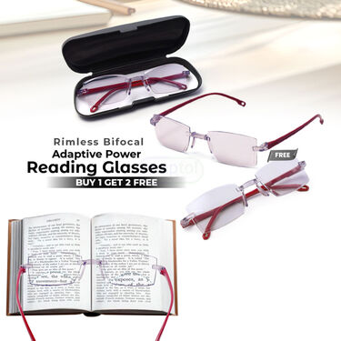 Rimless Bifocal Adaptive Power Reading Glasses Buy 1 Get 2 Free (3BORG6)
