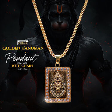 Golden Hanuman Pendant With Chain (HPN10)