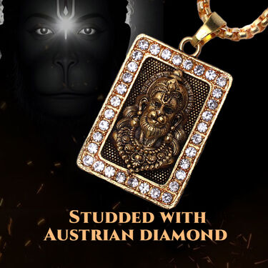 Golden Hanuman Pendant With Chain (HPN10)