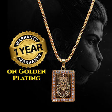 Golden Hanuman Pendant With Chain (HPN10)
