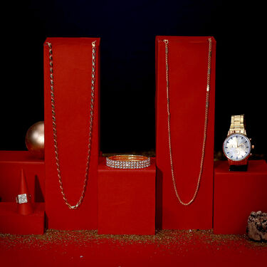 Mens Golden Watch + 2 Chain + Austrian Diamond Bracelet + Ring (MGW2CBR18)