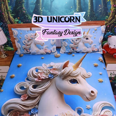 Unicorn Printed Double Bed Sheet With 2 Pillow Covers (DBS27)