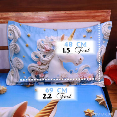 Unicorn Printed Double Bed Sheet With 2 Pillow Covers (DBS27)