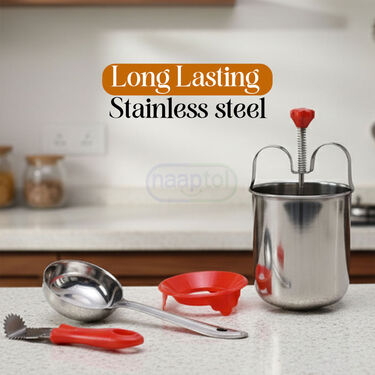 Stainless Steel Vada maker + Dosa Making Spoon + Free Coconut Scrapper (VM6)