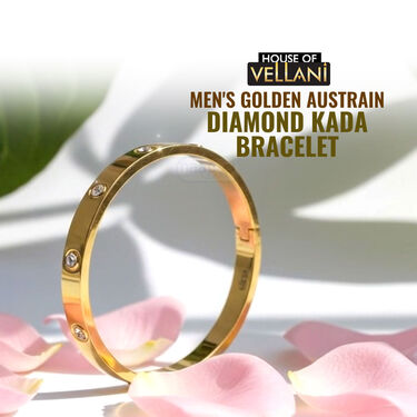 Mens Golden Austrain Diamond Kada Bracelet (GK4)