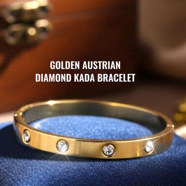 Mens Golden Austrain Diamond Kada Bracelet (GK4)