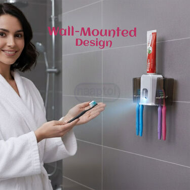 Hands-Free Toothpaste Dispenser With Dual Cups & Holder