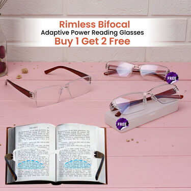 Rimless Bifocal Adaptive Power Reading Glasses Buy 1 Get 2 Free (3BORG9)