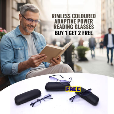Rimless Coloured Adaptive Power Reading Glasses  Buy 1 Get 2 Free (3CORG4)