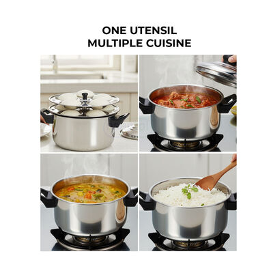 Stainless Steel Multi Cooker + 12 Cavity Idli Rack (1MMC1)