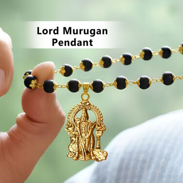 Golden Karungali Mala with Murgan Pendant (GKMP1)