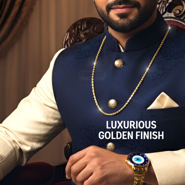 Golden Evil Eye Watch with Free Golden Chain (MGWC28)